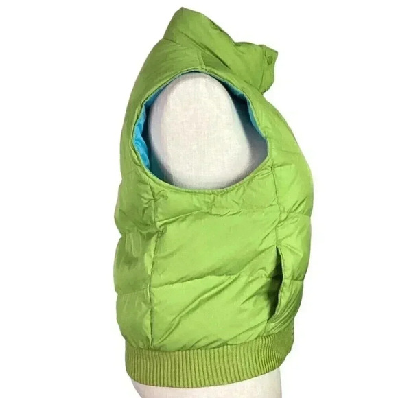 Gap Women XL Zip Up Down Puffer Vest Lime Green Polyester Pockets Y2K Vintage - Picture 5 of 9